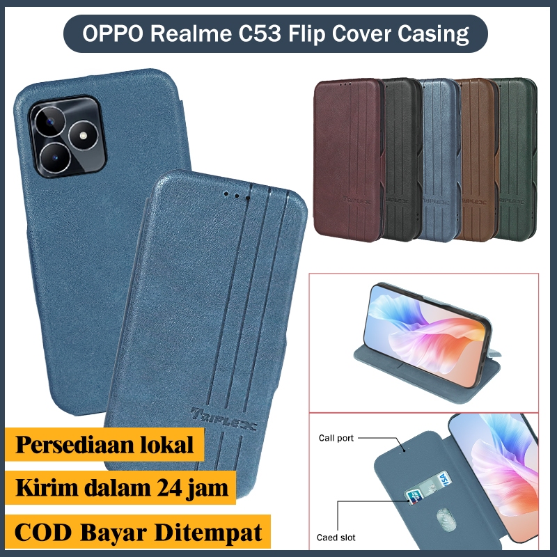 Realme C53 4G / C51 4G FLIP LEATHER CASE PREMIUM-FLIP WALLET CASE kulit untuk REALME - CASING DOMPET