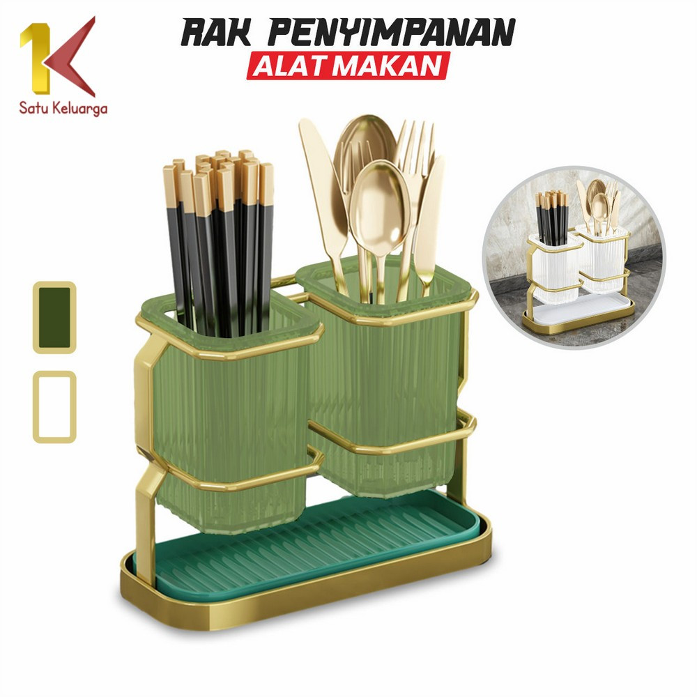 Satu Keluarga Tempat Sendok Garpu Sumpit Dinding Minimalis C996 Cutlery Holder dengan Peniris Serbag