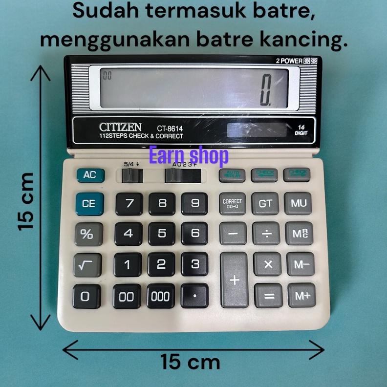 

KODE D73N Kalkulator Dagang 14 Digit Citizen CT8614