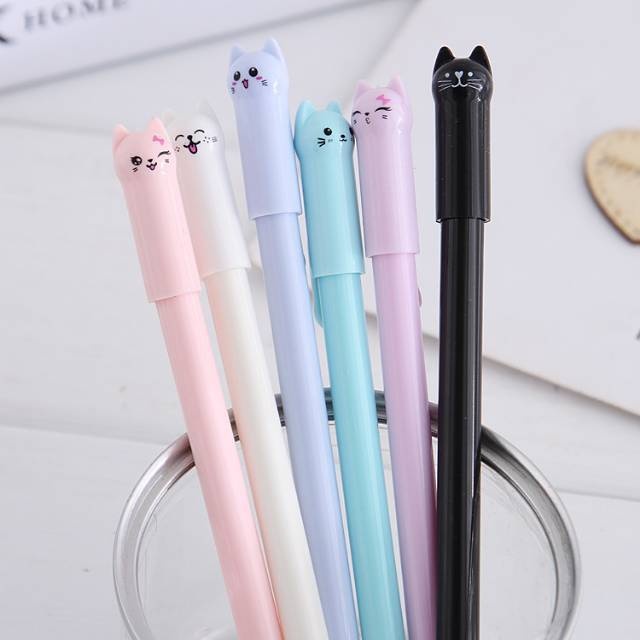 

˙✮FLOURISH✮˙Pulpen/Pen Karakter Kucing Gel Imut Motif Kucing Warna Warni