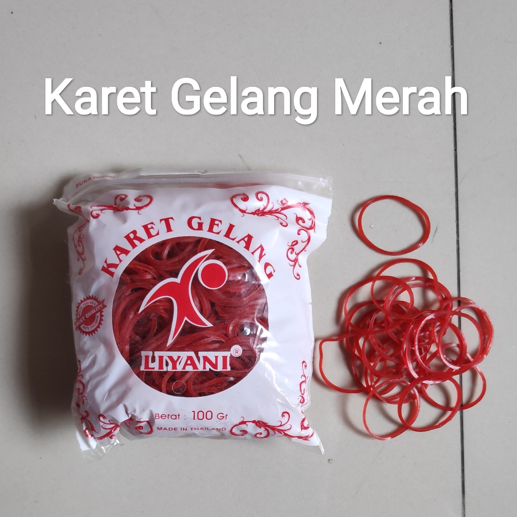 

karet gelang merah 100g ( isi 10 bks)- karet gelang 100gram- karet 1 ons