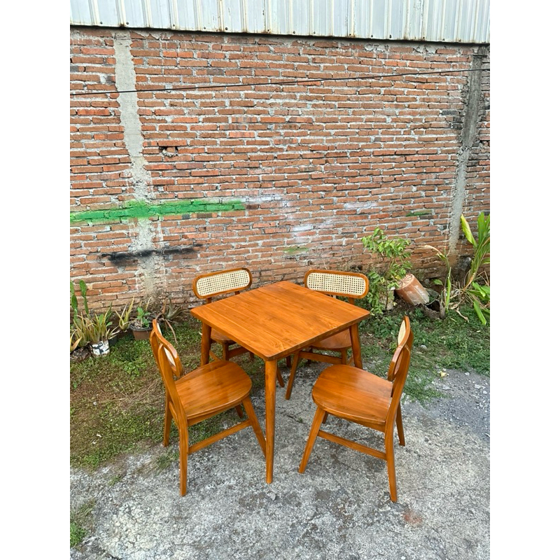 Set meja cafe ropan rotan alami- meja cafe terlaris- meja ropan jati- kursi makan ropan rotan