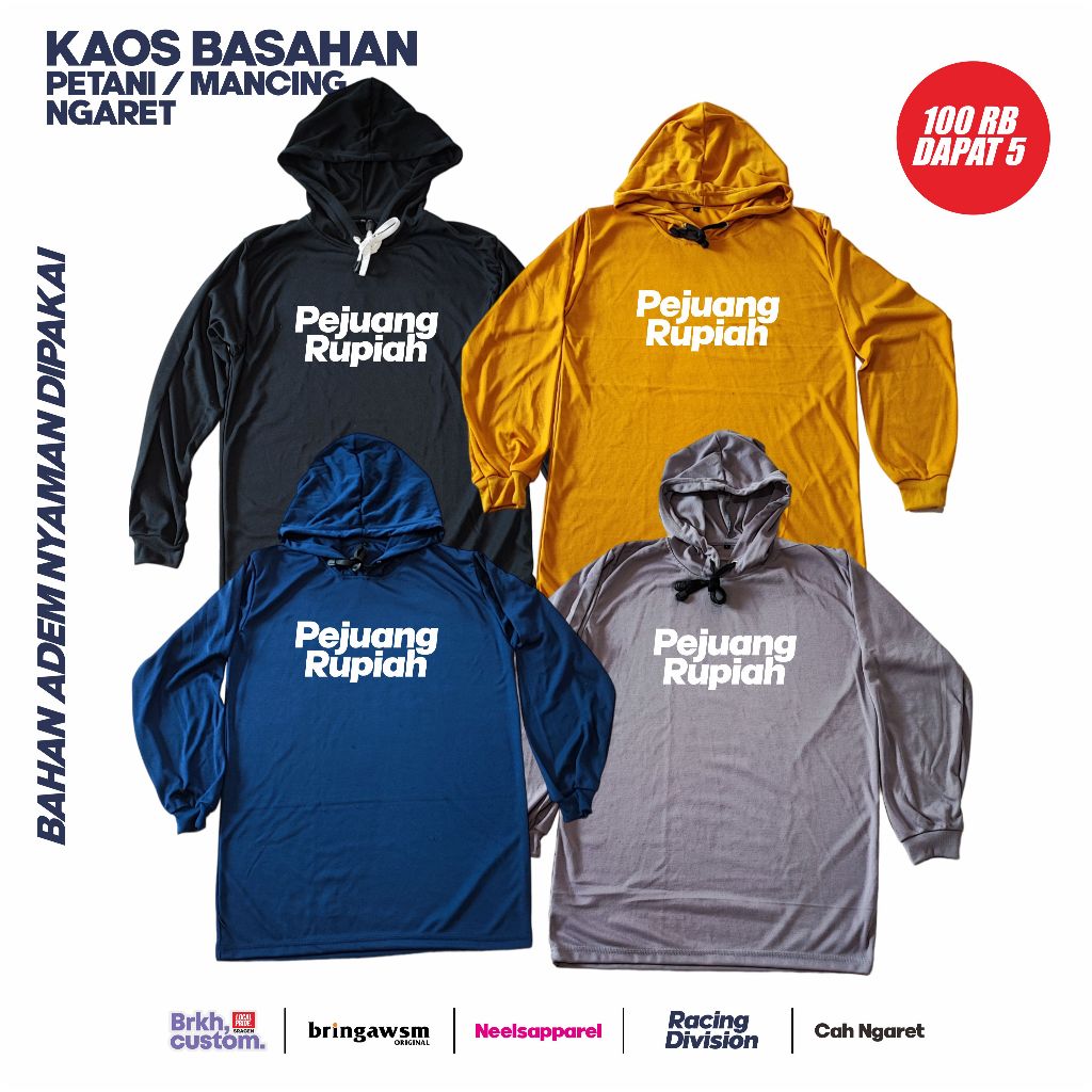 KAOS BASAHAN 05 PETANI MANCING NGARET KULI BANGUNAN KAOS PRIA WANITA REGULER JUMBO M L XL XXL XXXL