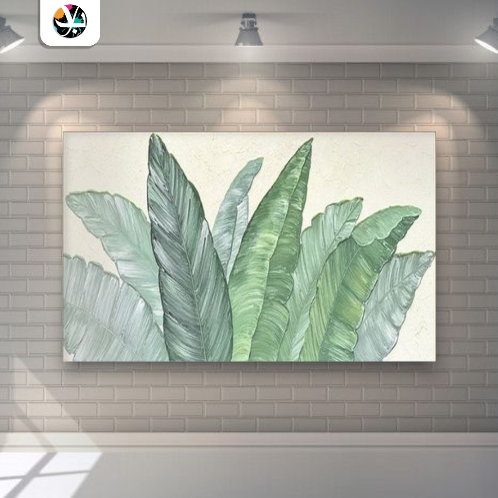 Lukisan kanvas daun timbul - lukisan kanvas timbul lukisan dekorasi ruangan