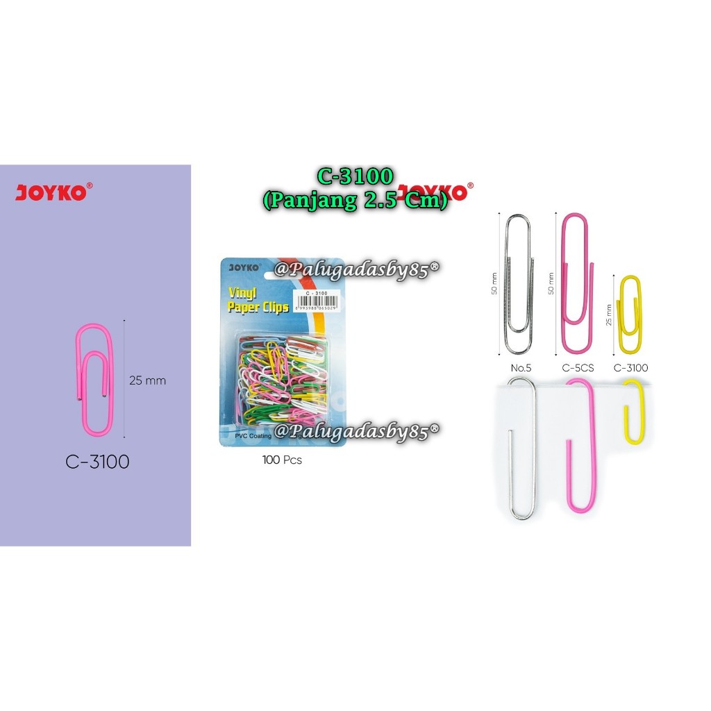 

(1 Set Isi 100 Biji) GROSIR Paper Clip JOYKO C-3100 / Penjepit Kertas Joyko C-3100 / Klip Joyko