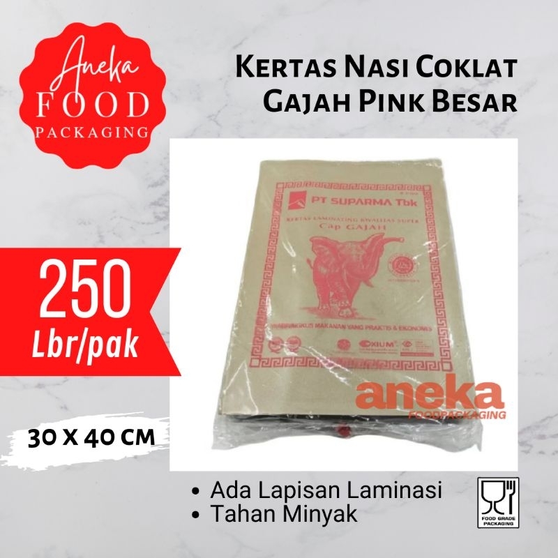

Kertas bungkus nasi GAJAH PINK besar isi 250lembar
