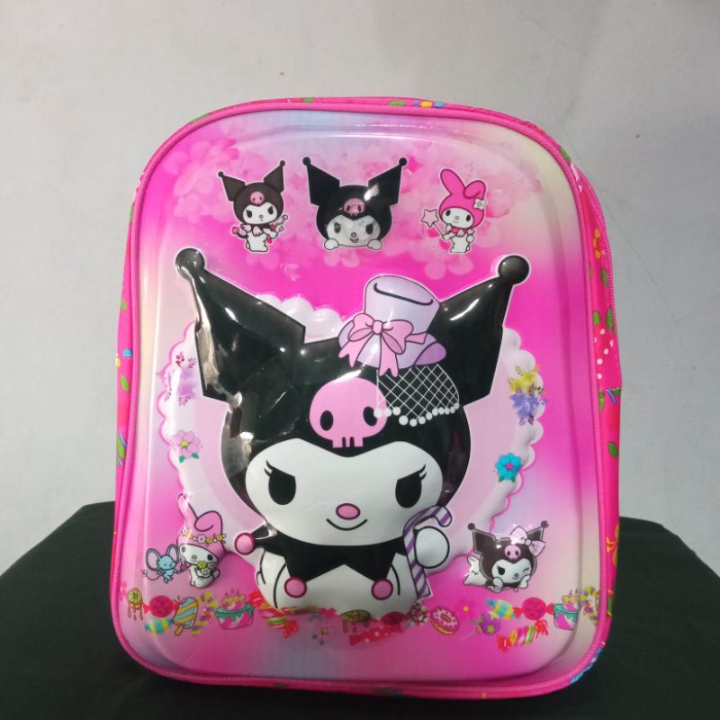 Tas KUROMI/MY MELODY/HELLO KITTY/UNICORN /viral/Tas anak perempuan/Tas TK LED karakter timbul 3D