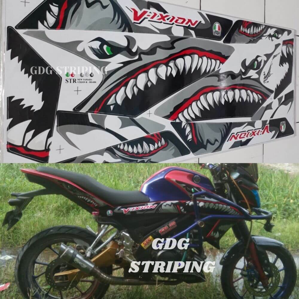 Striping Sticker Stiker Variasi Motor Vixion R All New Shark Murah