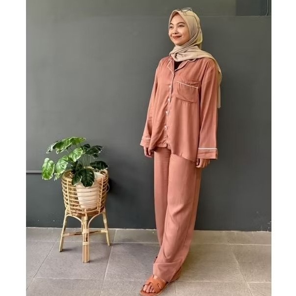 Set Baju Tidur Celana Panjang Katun Rayon Premium Couple Pasangan Fit L- XXL Lezahrasignature Piyama