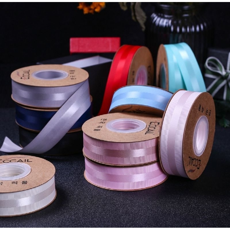 

(Per Meter) Pita Grossgrain Gradasi 2,5 cm / Pita Grossgrain / Pita Kado / Pita Bouquet / Pita Import