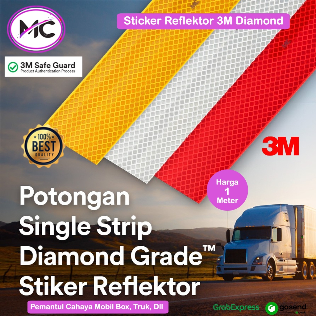 Stiker Reflektor Embem Mobil 3M Sticker Reflektif Diamond Pemantul Cahaya Lakban Dengan Perekat Scot