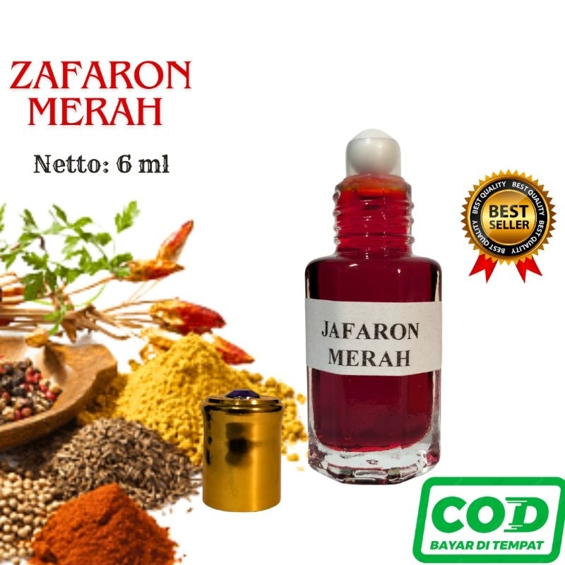 Jafaron Asli Non Alkohol Minyak Zafaron Merah Parfum Jafaron Merah Iran 6 ml Roll On Bibit Arab Saud