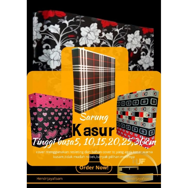 sarung/cover kasur busa inoac resleting tebal 5,10,15,20,25,30cm bahan tc ukuran no 1,2,3,4,5