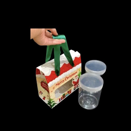 

( 5 pcs ) Dus Ribbon Jinjing Hampers Natal Christmas Box Tenteng Muat 2 Toples Cookies Tabung 800ml