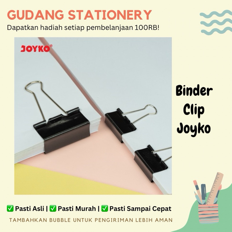 

Binder Clip Joyko 105 107 111 155 200 / Penjepit Kertas Joyko105 107 111 155 200 / Joyko Clip Joyko 105 107 111 155 200