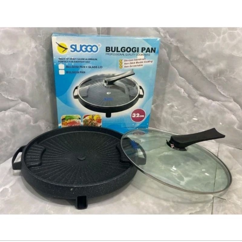 BULGOGI PAN SUGGO 32CM panggangan telfon anti lengket panggangan teflon tutup kaca alat pemanggang t