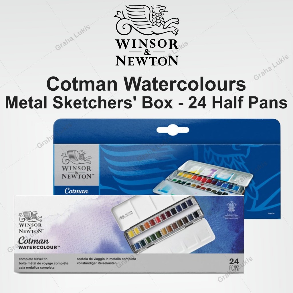 

WINSOR&NEWTON COTMAN WATER COLOURS METAL SKETCHERS' BOX - 24 HALF PANS