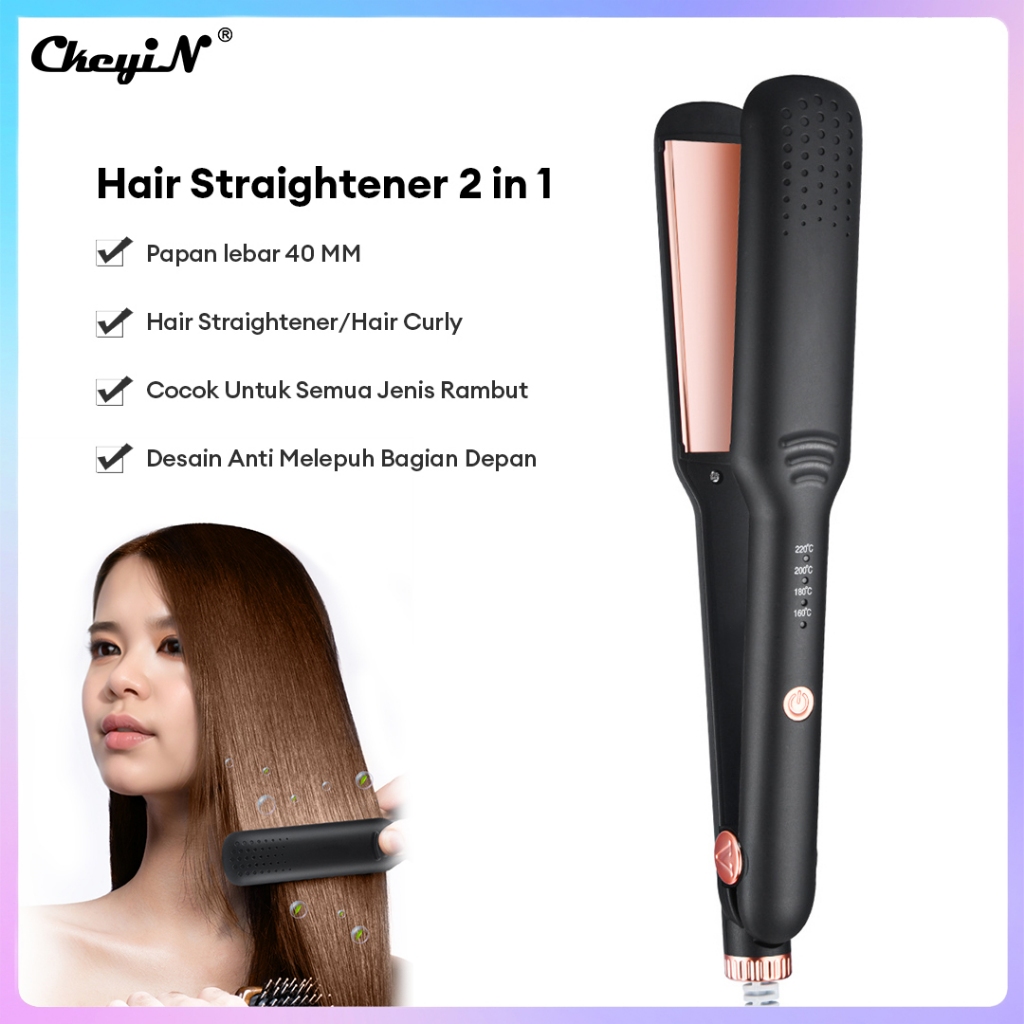 CkeyiN Catokan Rambut 2 in 1 Hair Straightener 40MM Hair Curly Catok Pelurus Rambut Catokan Keriting
