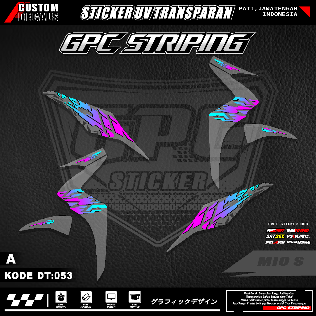 STRIPING STICKER TRANSPARAN UV YAMAHA MIO S DESAIN MINIMALIS GPC 053