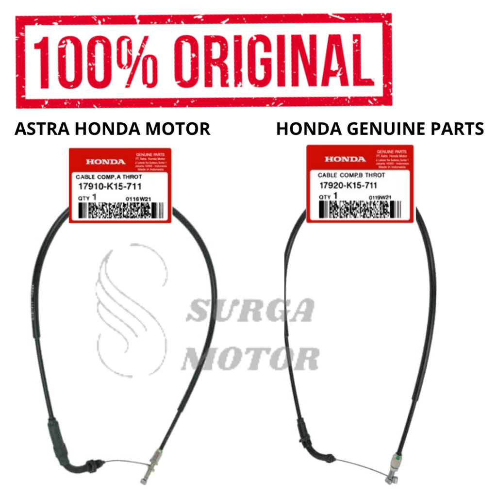 Kabel Gas Atas dan Bawah CB150R StreetFire K15P Original Honda AHM 17910-K15-711 17920-K15-711 Cable