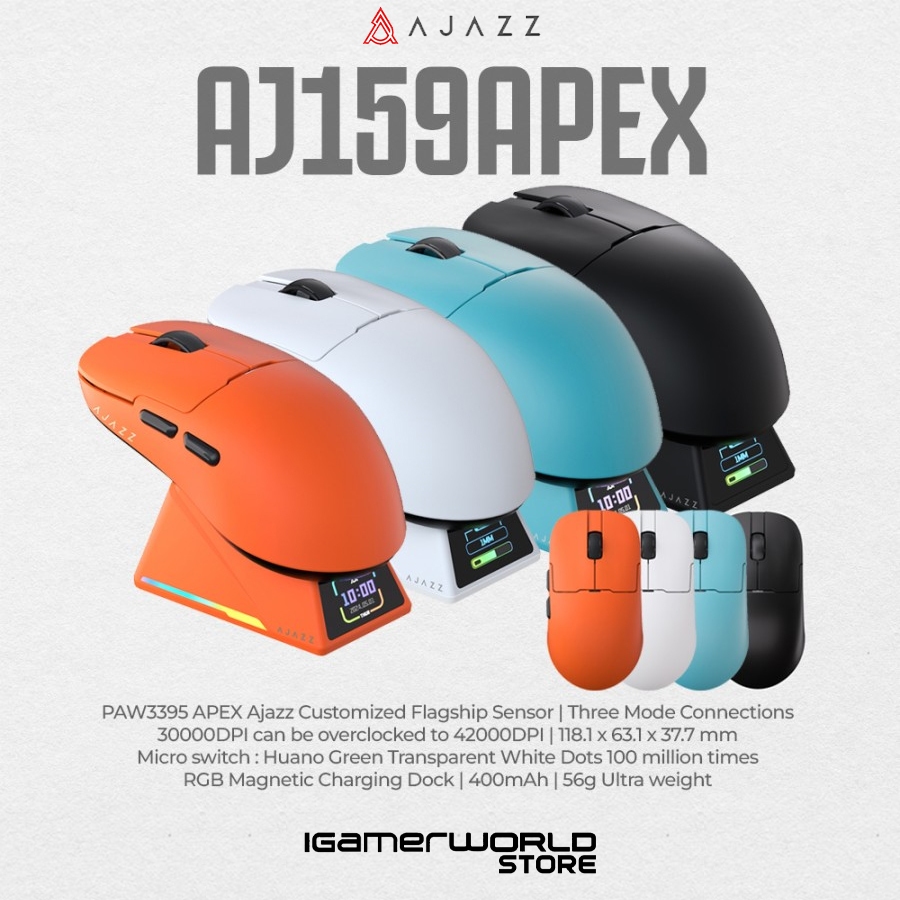 Ajazz AJ159 APEX 8K Three Mode Wireless + Magnetic Charging Base Gaming Mouse