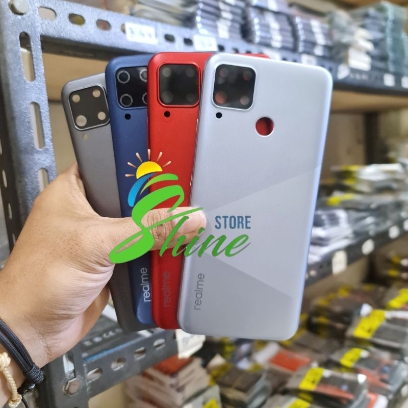 Backdoor Tutup Belakang Housing HP Realme C15 RMX2180 Bekdor Back Cover Casing Kesing Rilmi