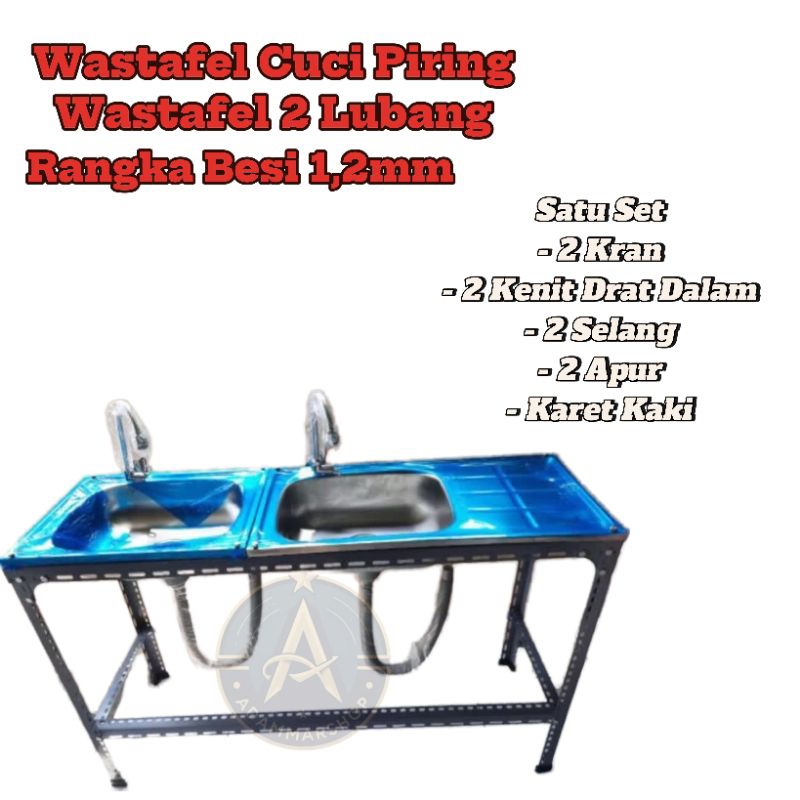 wastafel 2lubang ranka besi 1,2mm