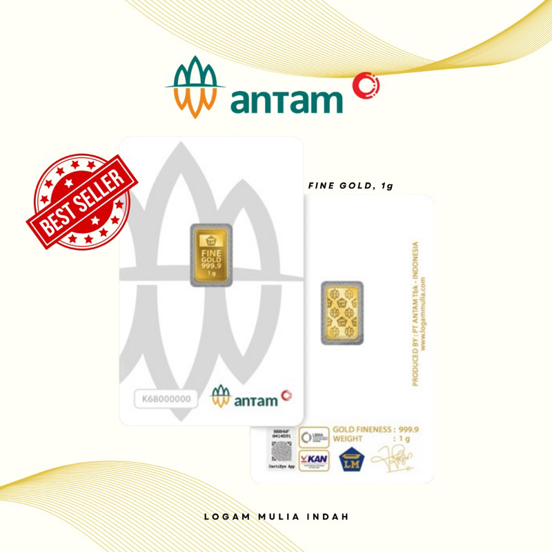 Emas antam 1gr(gram) Logam mulia(LM) 9999 certicard/certieye redmark/dot