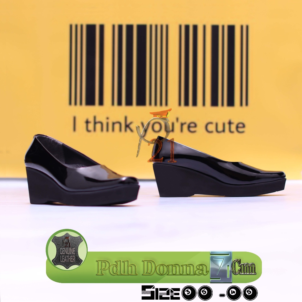 Sepatu PDH / Sepatu Polwan / Sepatu Polisi /  Sepatu Dinas / Merk "P21" Tipe Donna Hak 7 Cm