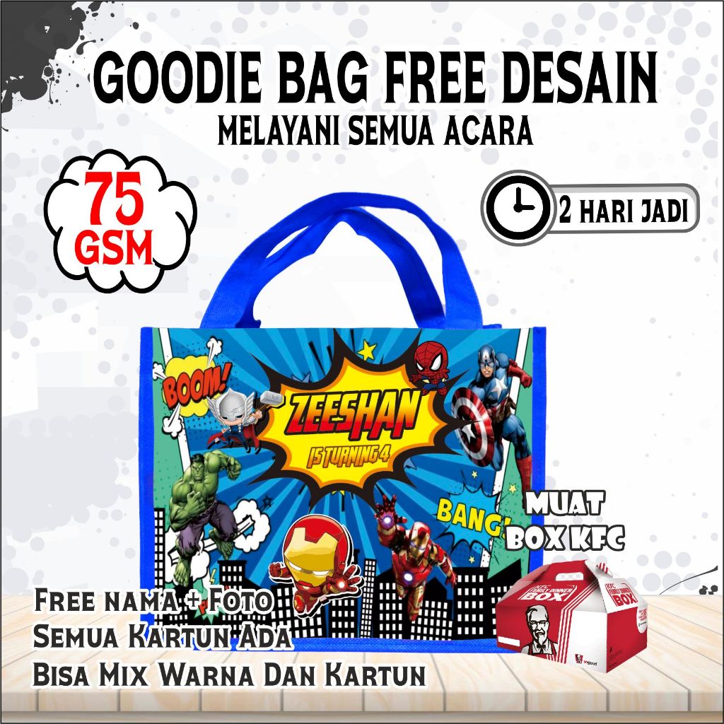 TAS SOVENIR BERGAMBAR MINECRAFT/TAS JINJING ULANG TAHUN/PEMBUNGKUS KADO ULANG TAHUN