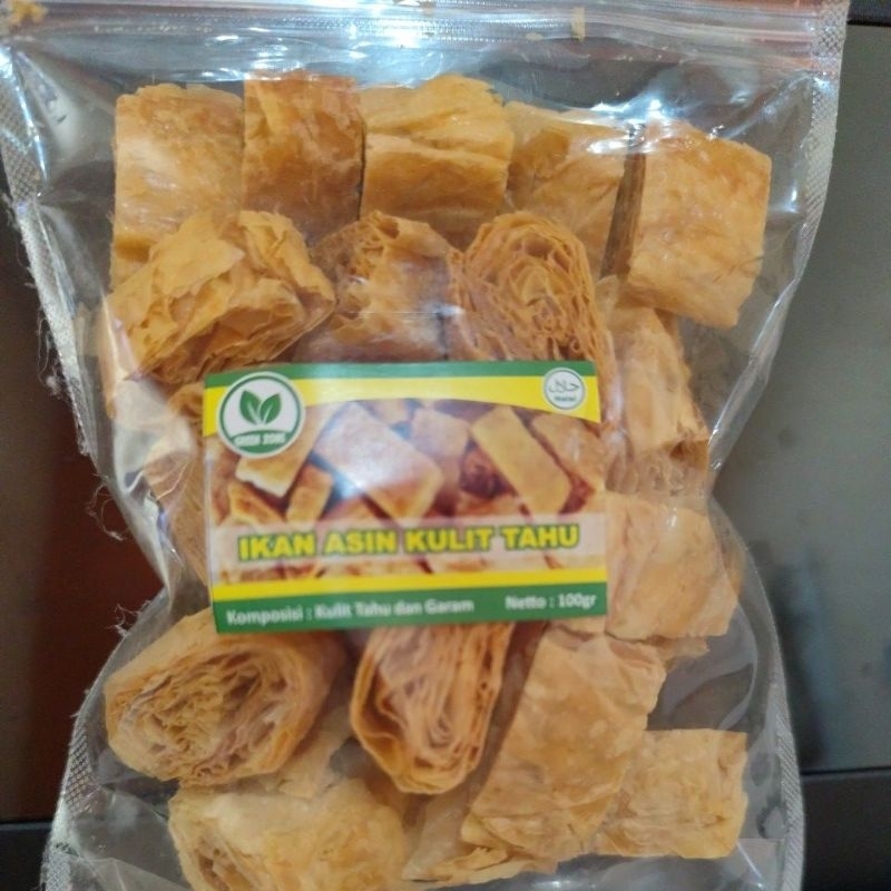 

IO Ikahu Asin/Ikan Asin Kulit Tahu Vegan-Vegetarian/Kulit Tahu Asin /100Gram