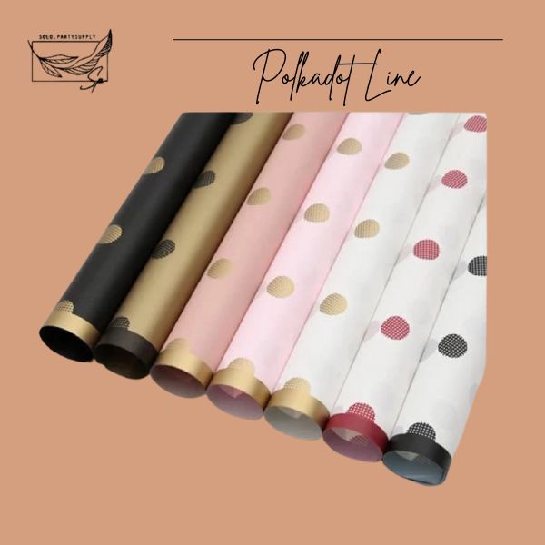 

(SW) TERLARIS WRAPPING PAPER POLKADOT GOLD LINE KERTAS KADO MOTIF POLKADOT KERTAS BUKET CELLOPHANE WATERPROOF