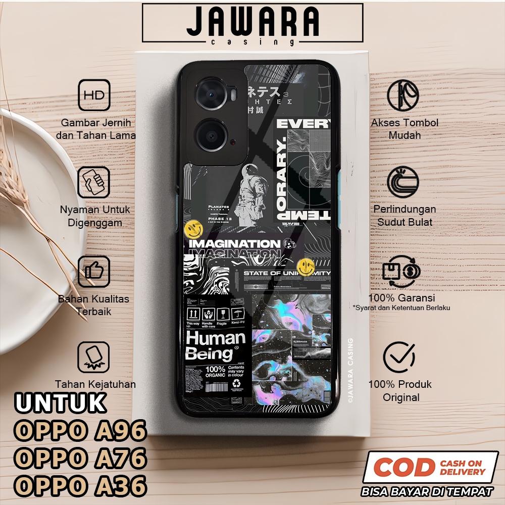 Case Oppo A76 A96 A36 Casing Oppo A76 A96 A36 [BLCK] Premium Case Glossy Case Hp Oppo Jawara Casing 
