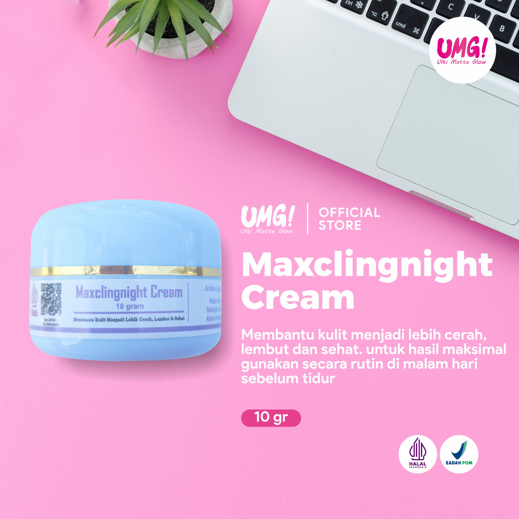 UMG Ulti Matte Glow (10gr) Night Cream Maxcling for Normal Skin To Oily
