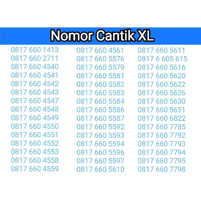 Nomor cantik XL 11 digit nomor xl
