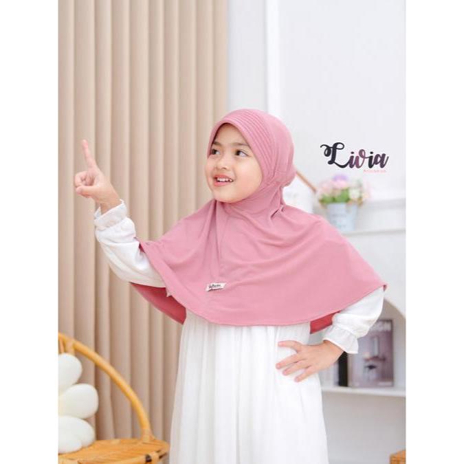 Jilbab instan Anak Jersey Premium | Bergo Anak Sekolah | Hijab Anak Perempuan | Jilbab Sekolah LIVIA