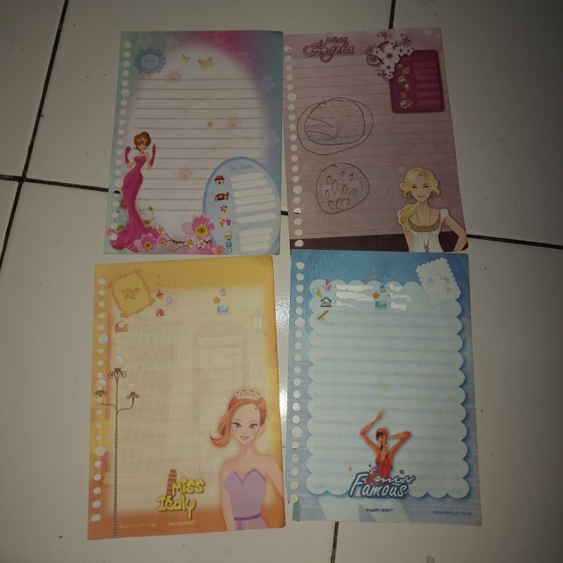 Isi Binder Harvest BEKAS dan ADA CORETAN TIDAK HILANG (Miss Famous, Europe, Harvest)