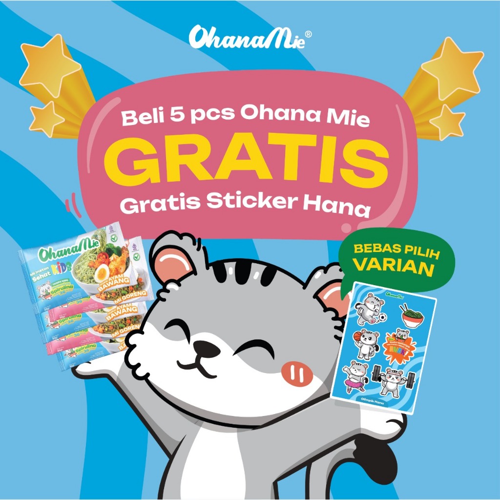 

Beli 5 pcs Ohana Mie Instan Sehat Anak Gratis Sticker Hana