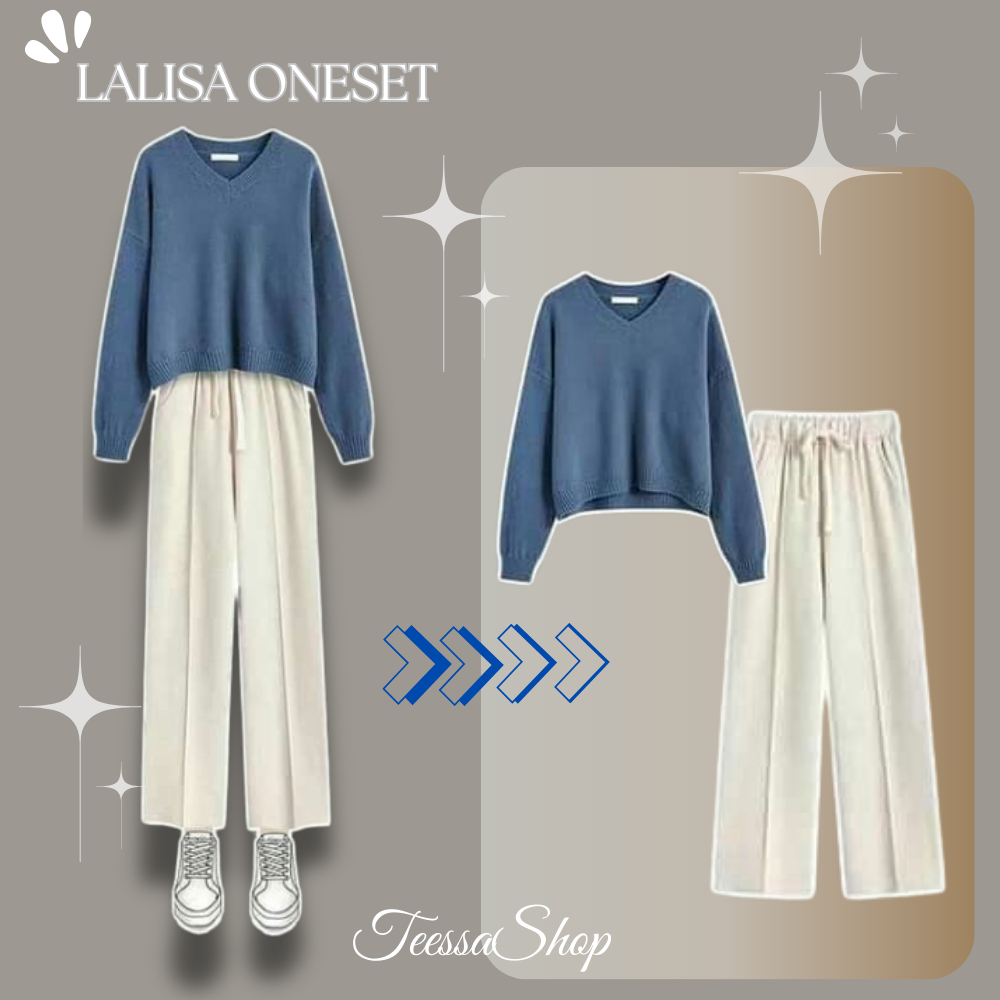 Lalisa Oneset 2in1 Korean Style | Baju Rajut Tebal | Outfit OOTD Remaja