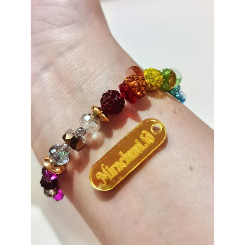 Gelang Miraclumi 7 Cakra Kristal Kaca A++++ Super Shiny Premium