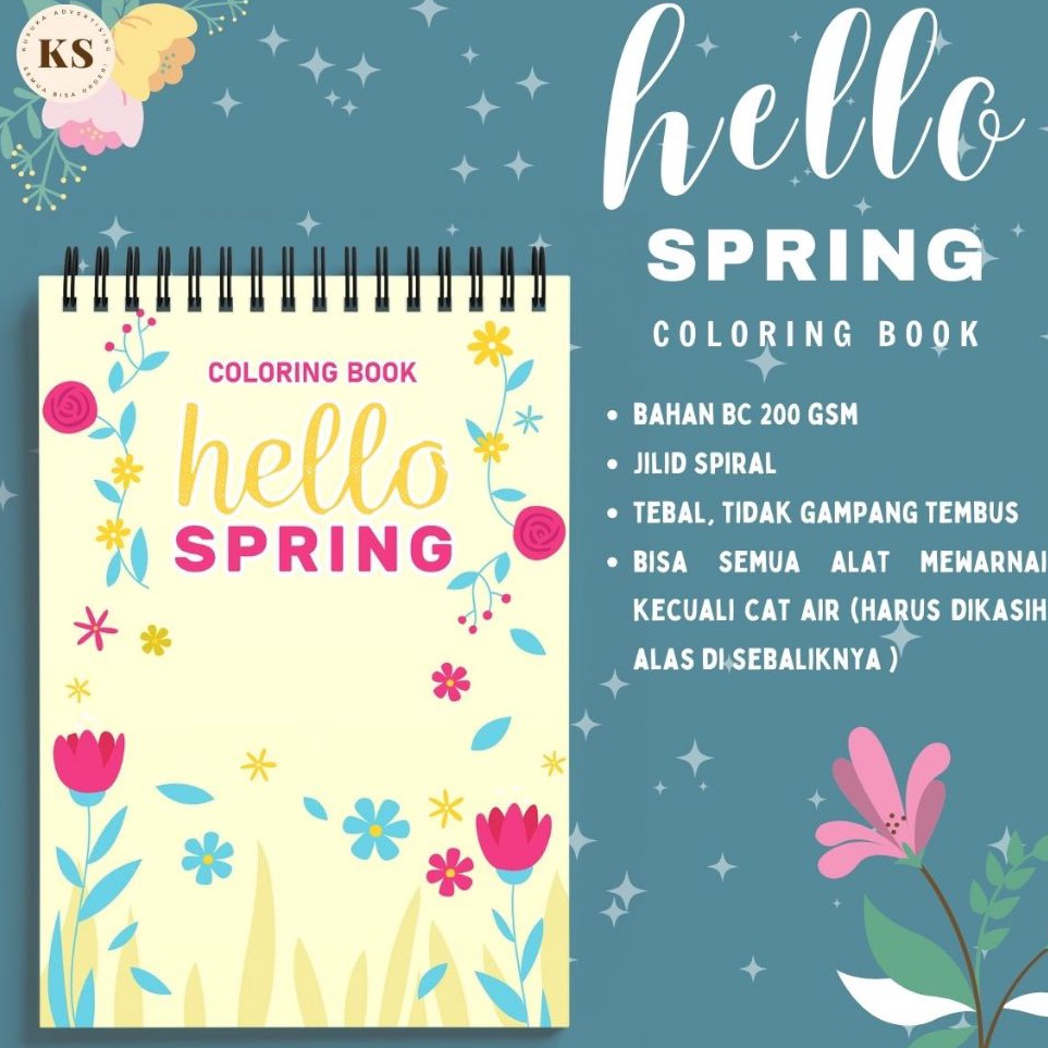 

SPRING Coloring Book Cozy Book Adult Buku Mewarnai Remaja Dewasa Spiral Kertas Tebal Tema Bunga KODE C1D7