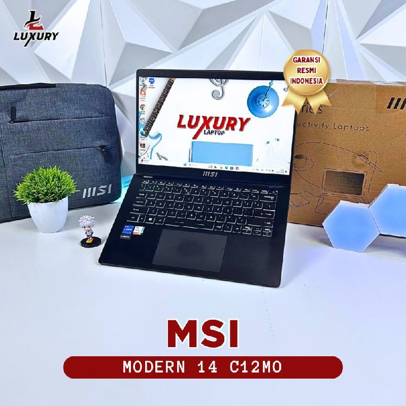 LAPTOP MSI MODERN 14 C12MO SLIM CORE I5 GEN 12 RAM SSD BACKLIGHT GARANSI RESMI SECOND
