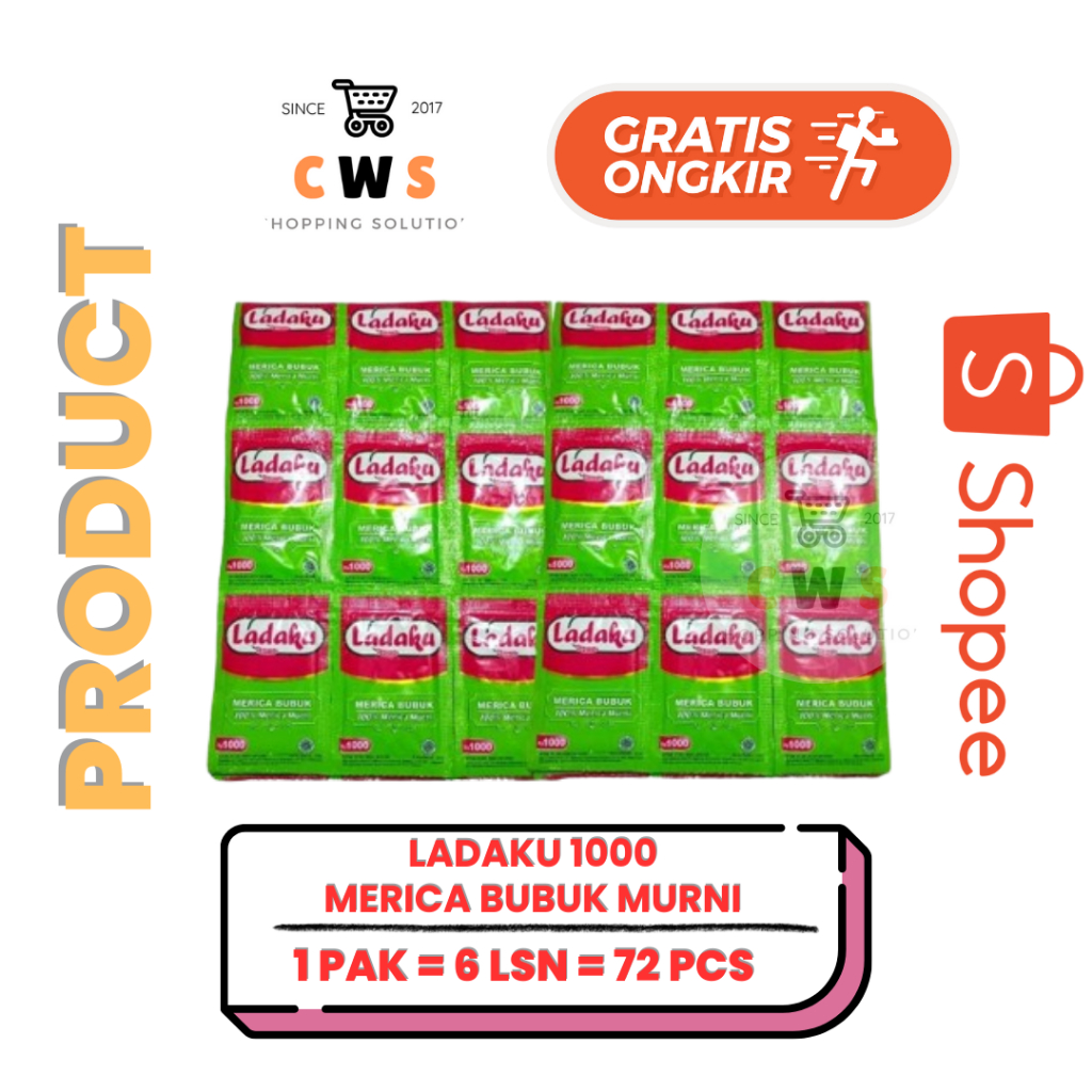 

LADAKU Merica Bubuk 100 % Murni Sachet - 1 Pak / 6 Lusin / 72 Pcs