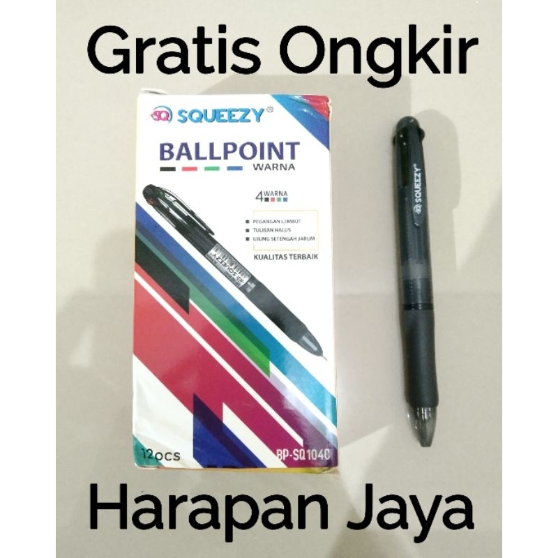 

Bolpoin Pen BP-SQ104C 4 Warna in 1 SQUEEZY 0.7mm Per Lusin ( ISI 12 PCS )