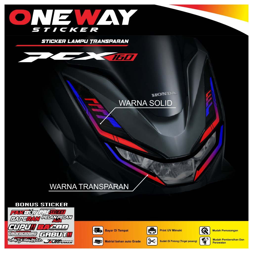 Stiker Lampu PCX 160 / Stiker Variasi Lampu Alis Motor Honda PCX 160 TERBARU