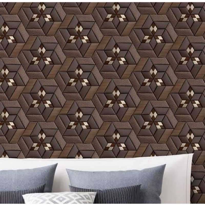 Wallpaper Dinding Ruang Tamu Cakra 3D Coklat Mewah Elegan