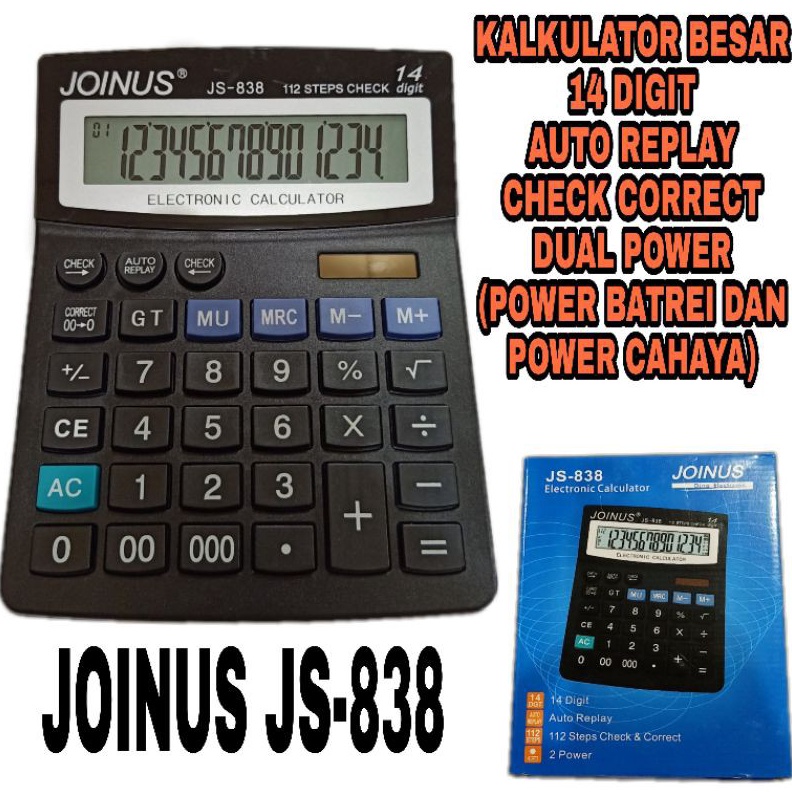 

BIG PROMO KALKULATOR MEJA DESKTOP 14 DIGIT LAYAR BESAR JOINUS JS 838