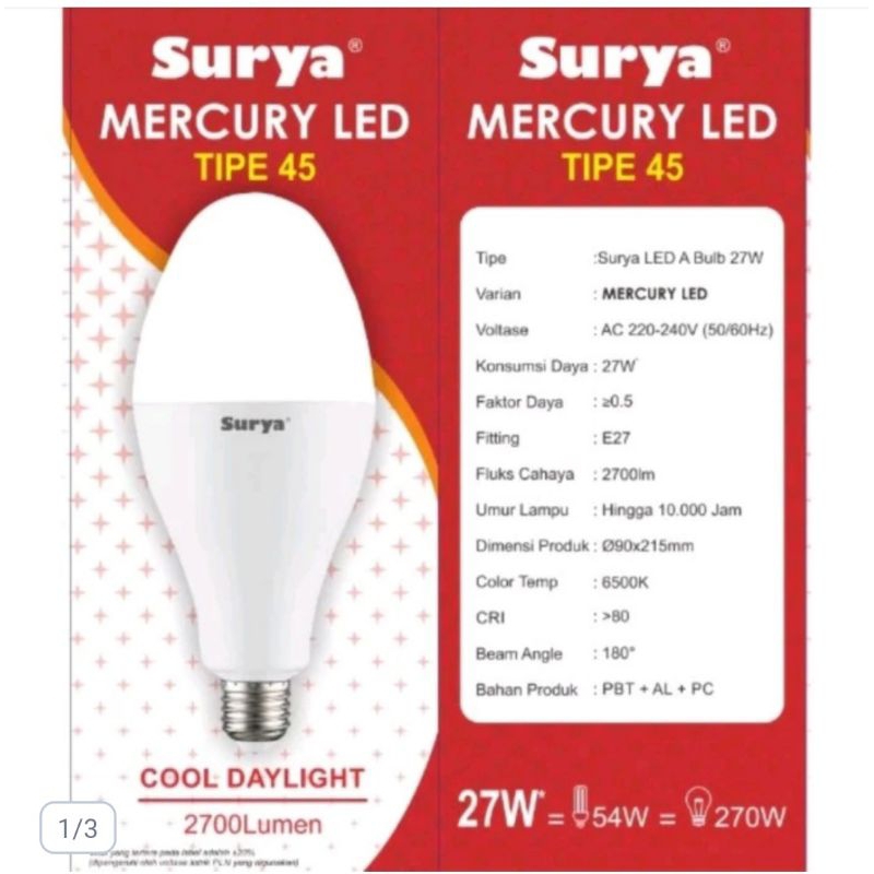 Lampu Jalan Surya Mercury LED type 45 Lampu Mercury Jumbo Hemat Daya
