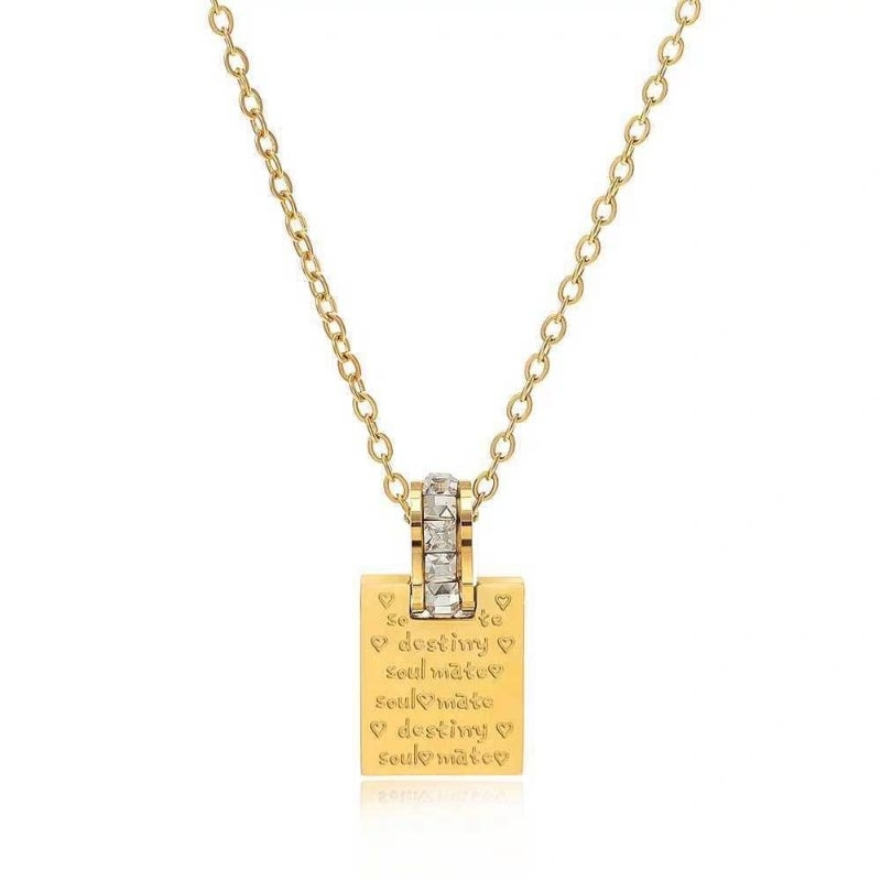 kalung wanita titanium kotak tulisan ring