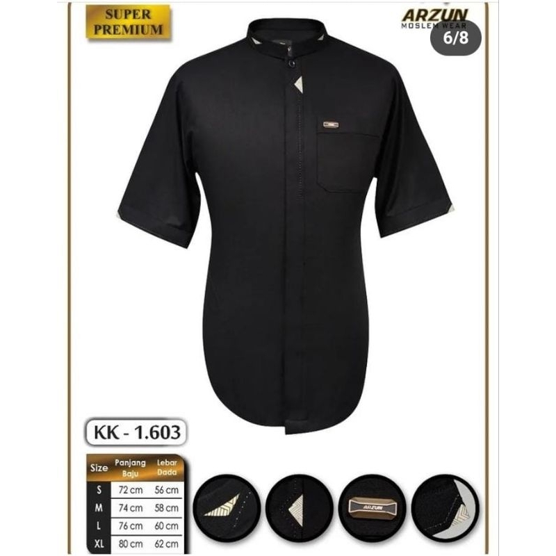 Kemeja Koko Pria Warna Hitam  Moderen Arzun Terbaru Terlaris Variasi Warna Lengan Panjang Lengan Pen